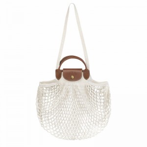 Longchamp Le Pliage Filet L Schoudertas Dames Wit Uitverkoop | 10121HVH037