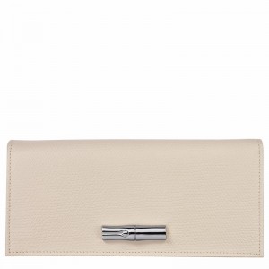 Longchamp Le Roseau Flap Portefeuille Dames Wit Uitverkoop | L3044HFP555