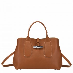 Longchamp Le Roseau M Handtas Dames Bruin Uitverkoop | 10058HQS504
