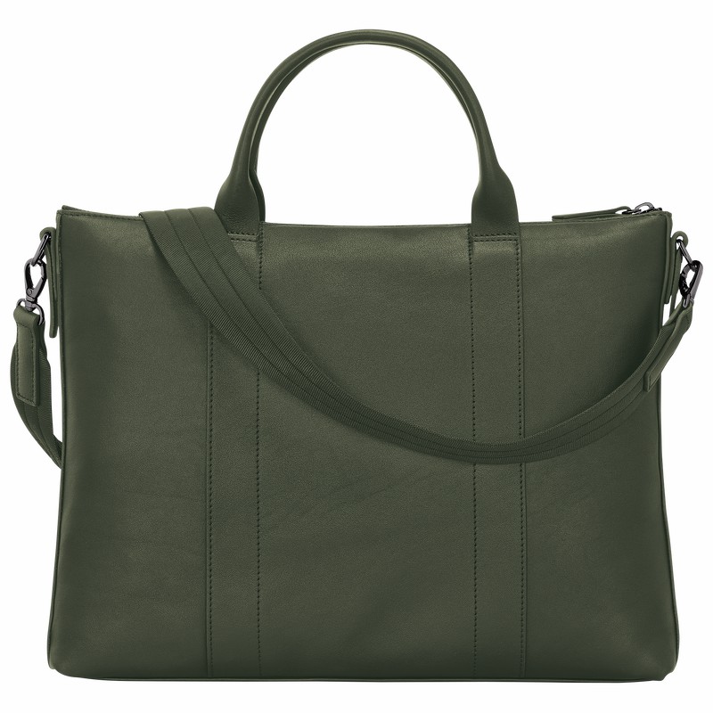 Longchamp 3D Aktentas Dames Khaki Uitverkoop | 10237HCV292