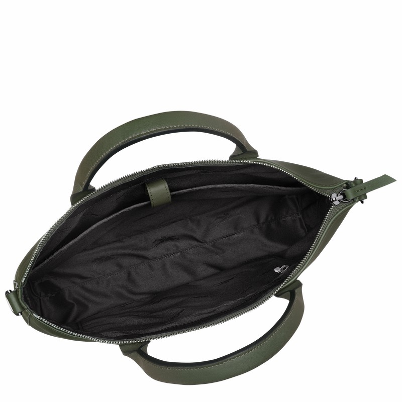 Longchamp 3D Aktentas Dames Khaki Uitverkoop | 10237HCV292