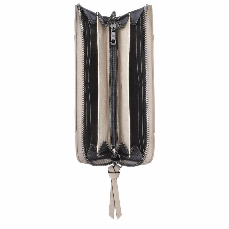Longchamp 3D Zip around Portefeuille Dames Grijs Uitverkoop | L3418HCV299