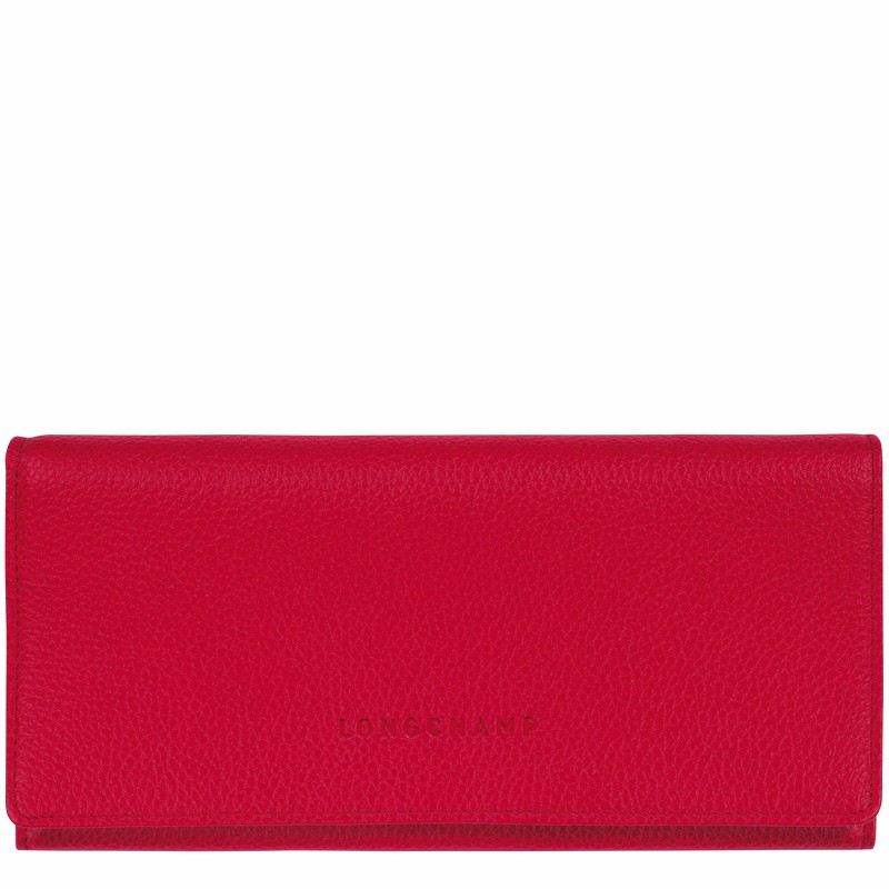 Longchamp Le FOULONNÉ Continental Portefeuille Dames Rood Uitverkoop | L3044021C39