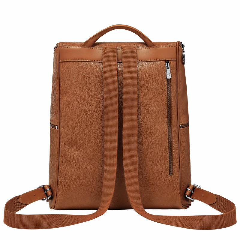 Longchamp Le FOULONNÉ Rugzakken Heren Caramel Uitverkoop | L1617021F72-