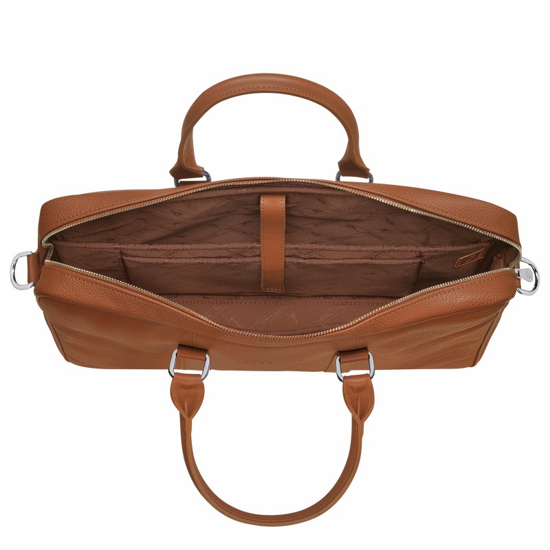 Longchamp Le FOULONNÉ S Aktentas Heren Caramel Uitverkoop | L2122021F72-