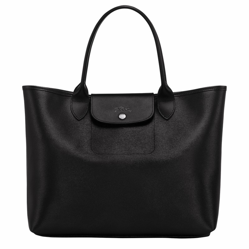 Longchamp Le Pliage City L Tote Tassen Dames Zwart Uitverkoop | 10182HYQ001