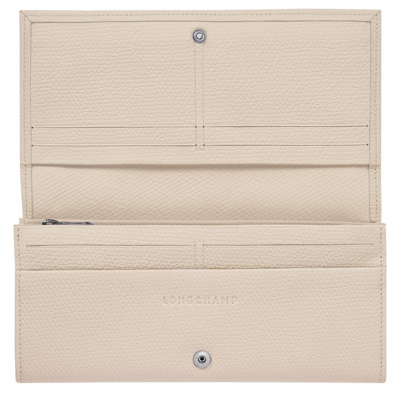 Longchamp Le Roseau Flap Portefeuille Dames Wit Uitverkoop | L3044HFP555